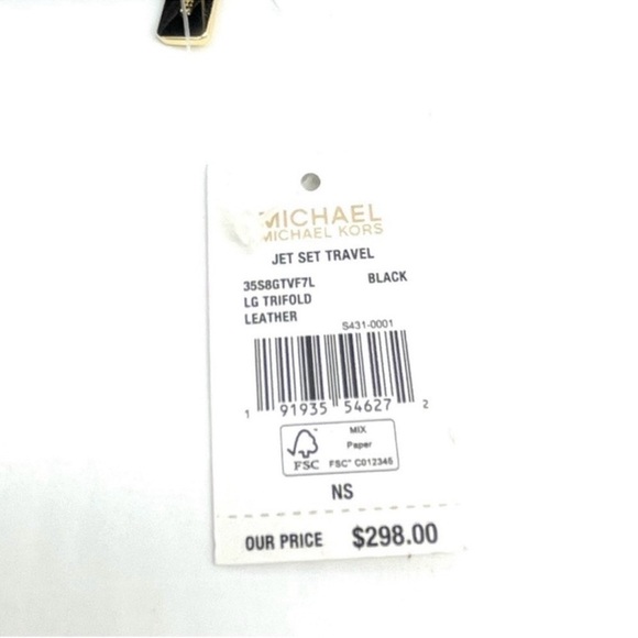 Michael Kors Large Trifold Wallet Black/Gold - Picture 8 of 8